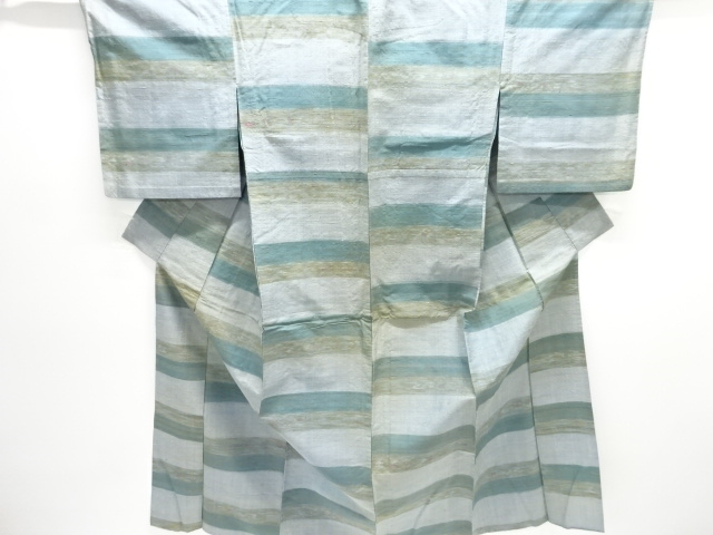JAPANESE KIMONO / ANTIQUE HITOE KIMONO / SILK / TSUMUGI / WOVEN STRIPE
